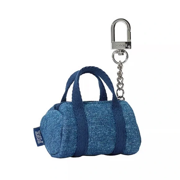 Victoria’s Secret PINK Mini Duffle Denim Keychain Charm - Picture 2 of 2